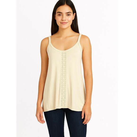 San Francisco City Lights Gypsy Girl Lace Cami Tank Top Cream/Tan Size Large NEW - Picture 1 of 7